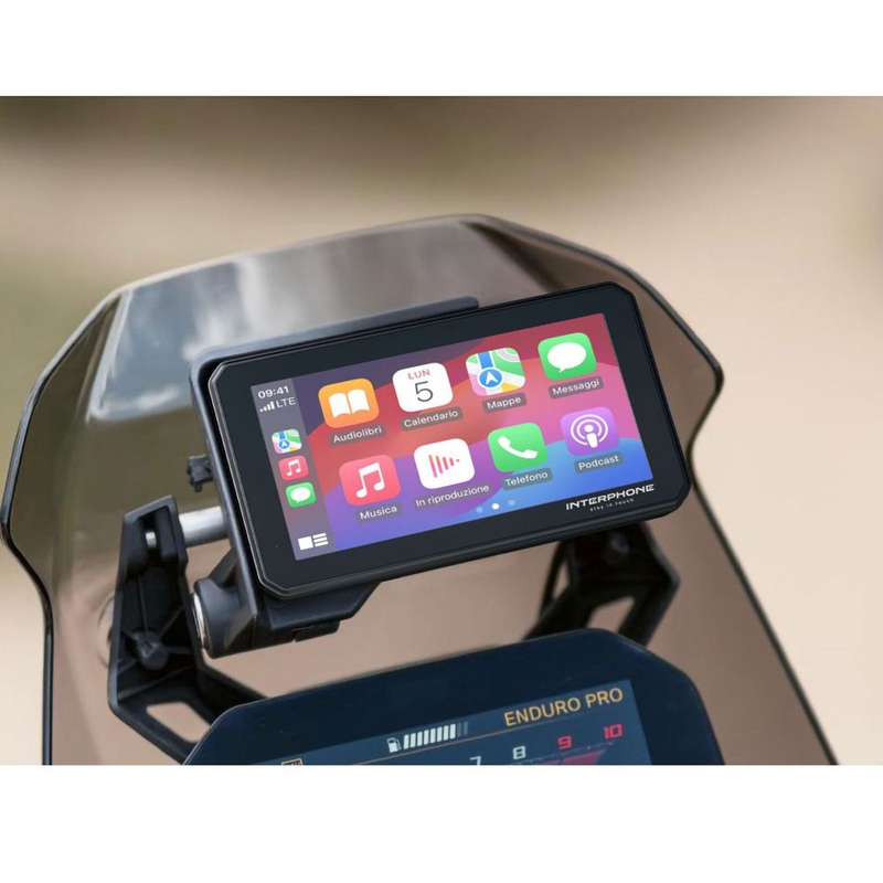 Display interfono BMW per motociclette con Apple CarPlay e Android Auto.