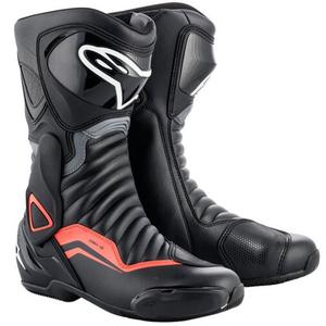 Stivali da moto Alpinestars S-MX 6 nero-grigio-rosso fluo