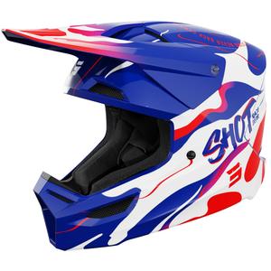 Casco da motocross per bambini Shot Furious Beast blu-rosso lucido