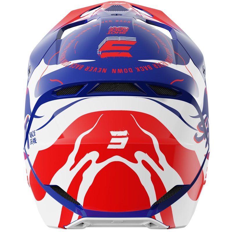 Casco da motocross per bambini Shot Furious Beast blu-rosso lucido