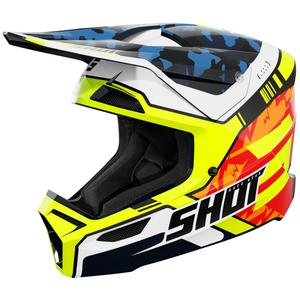 Casco da motocross per bambini Shot Furious Flash Blu-Giallo Fluo lucido