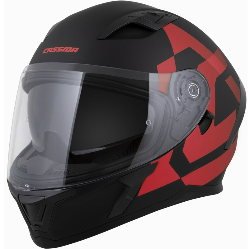 Casco integrale da moto Cassida Orbit Grind nero opaco-rosso
