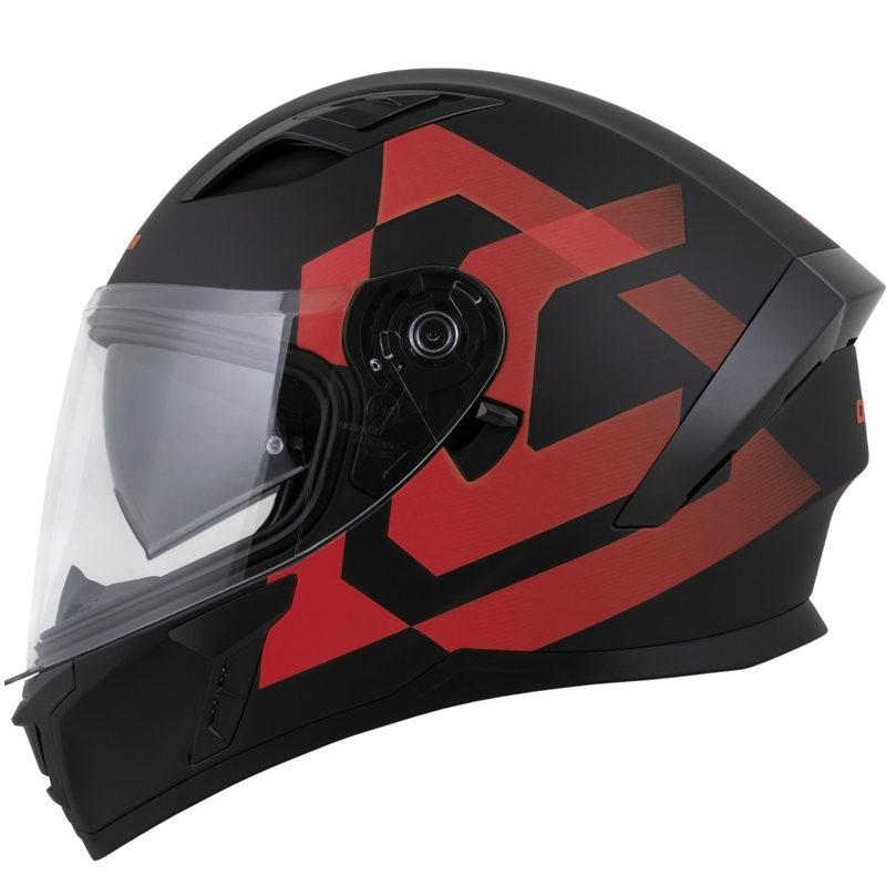 Casco integrale da moto Cassida Orbit Grind nero opaco-rosso