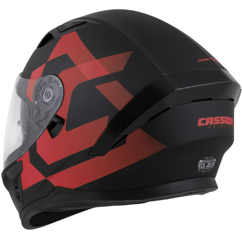 Casco integrale da moto Cassida Orbit Grind nero opaco-rosso