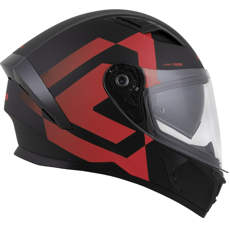 Casco integrale da moto Cassida Orbit Grind nero opaco-rosso
