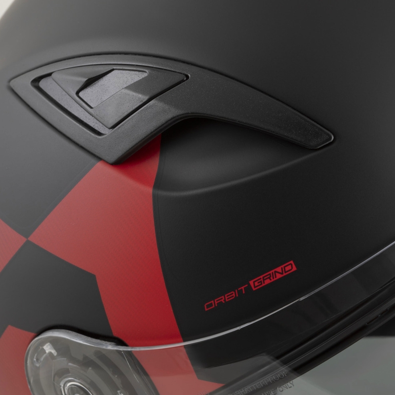 Casco integrale da moto Cassida Orbit Grind nero opaco-rosso
