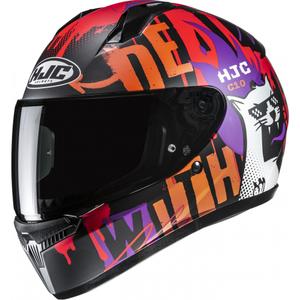 Casco integrale da moto per bambini HJC C10 Fop MC7SF nero-arancione-viola