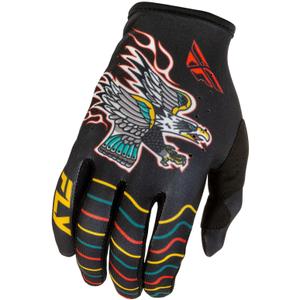 Guanti da motocross FLY Racing - USA Lite Americana nero-rosso-oro