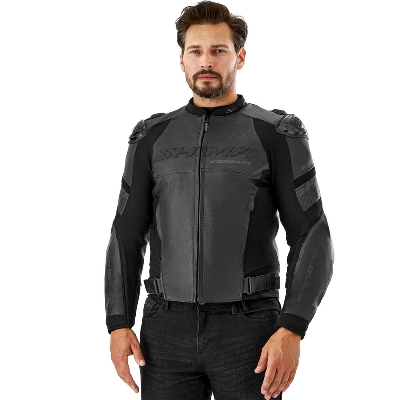 Giacca da moto in pelle Shima Bandit 2.0 nera-nera