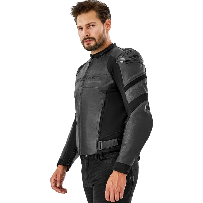 Giacca da moto in pelle Shima Bandit 2.0 nera-nera