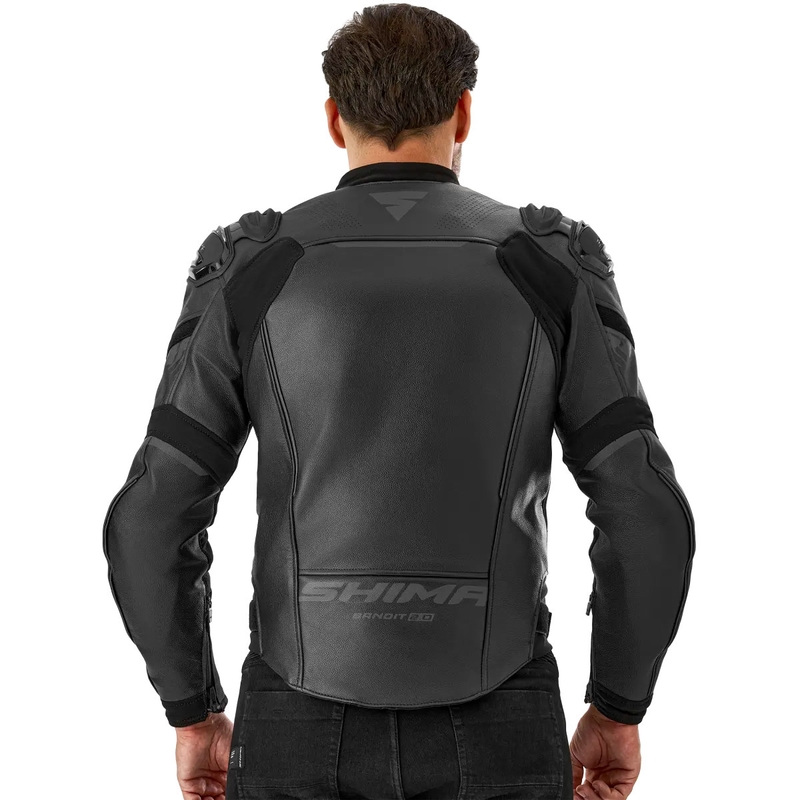 Giacca da moto in pelle Shima Bandit 2.0 nera-nera