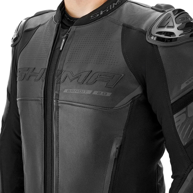 Giacca da moto in pelle Shima Bandit 2.0 nera-nera