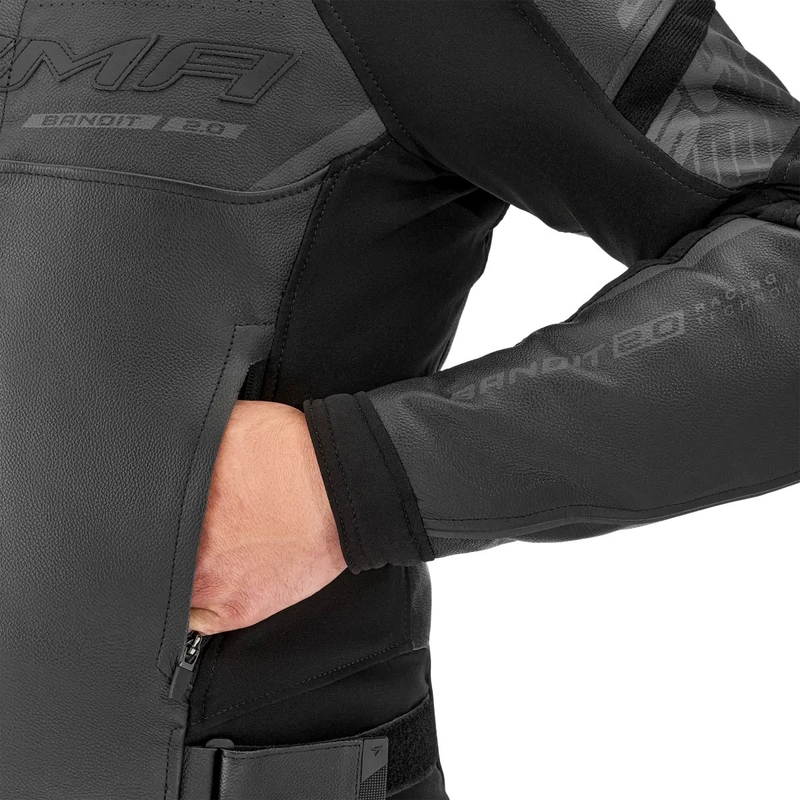 Giacca da moto in pelle Shima Bandit 2.0 nera-nera