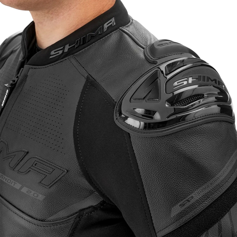 Giacca da moto in pelle Shima Bandit 2.0 nera-nera
