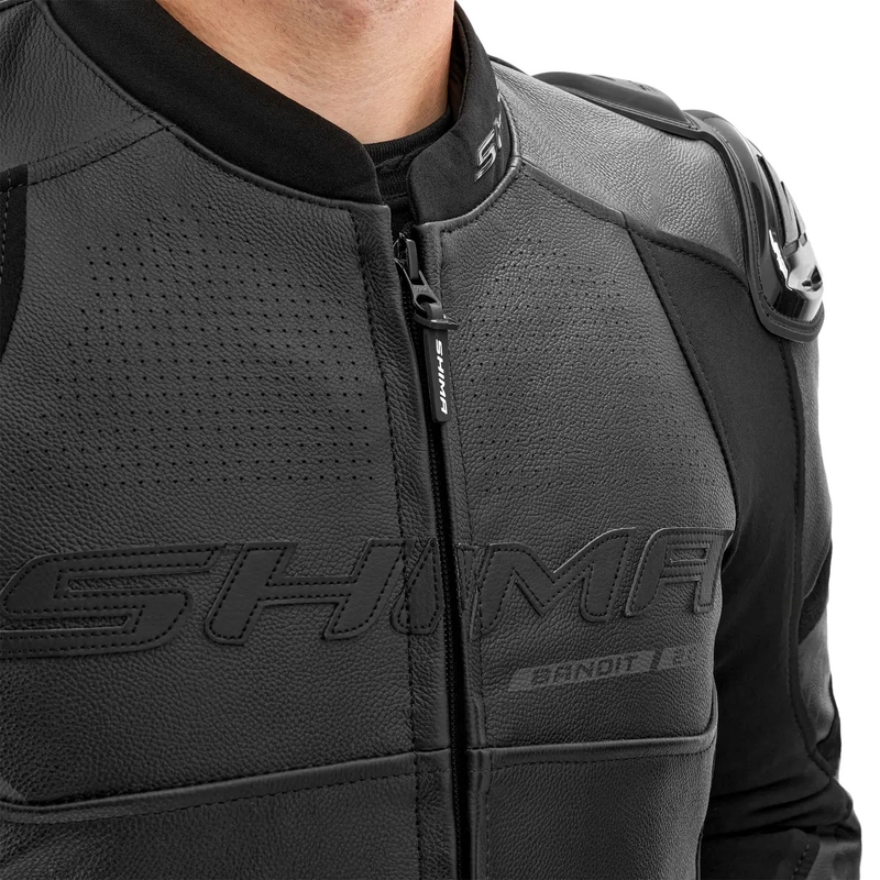Giacca da moto in pelle Shima Bandit 2.0 nera-nera