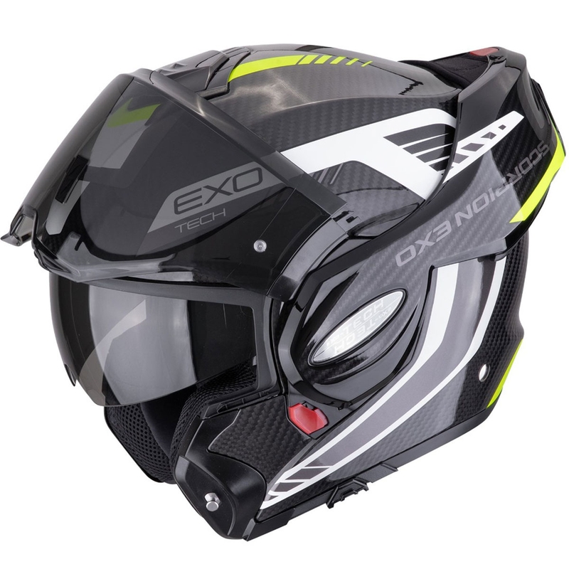 Casco moto apribile Scorpion EXO-TECH EVO CARBON COSY nero-giallo fluo