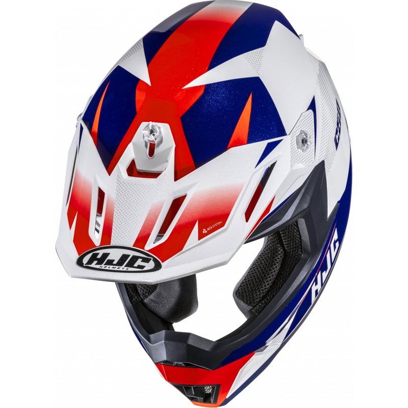 Casco da motocross HJC C50 Slide MC21 bianco-blu-rosso