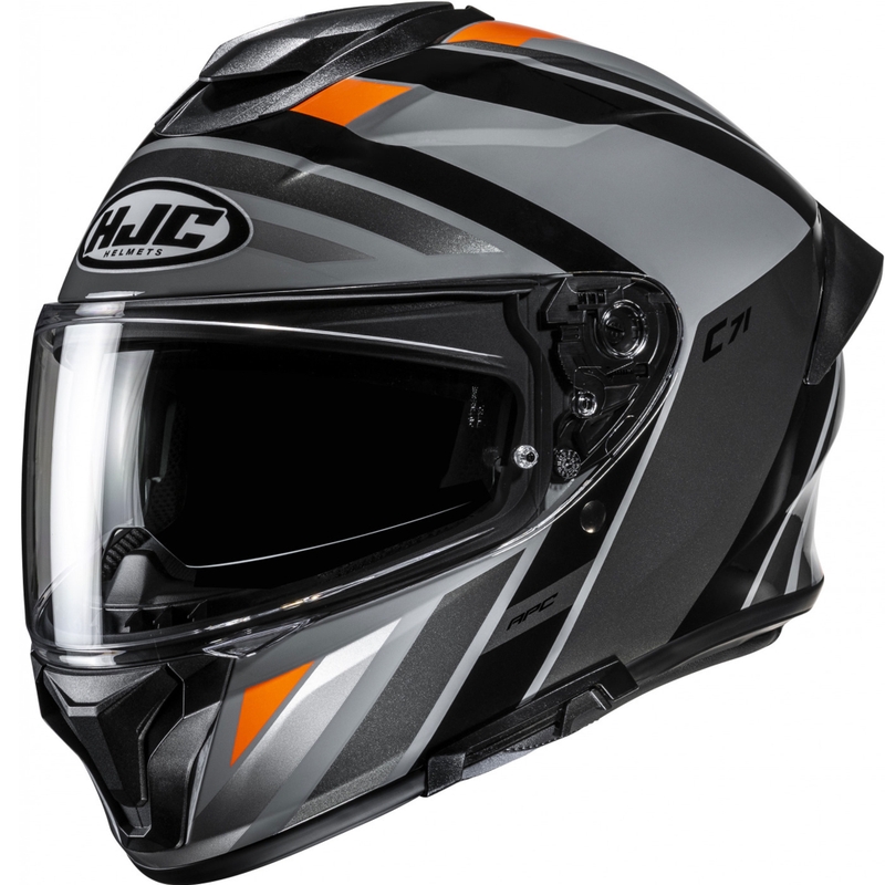 Casco integrale da moto HJC C71 Faber MC7 nero-grigio-arancione