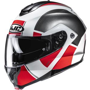 Casco da moto flip-up HJC C91N Jyn MC1 nero-bianco-rosso