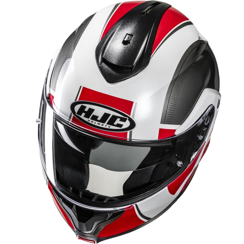 Casco da moto flip-up HJC C91N Jyn MC1 nero-bianco-rosso
