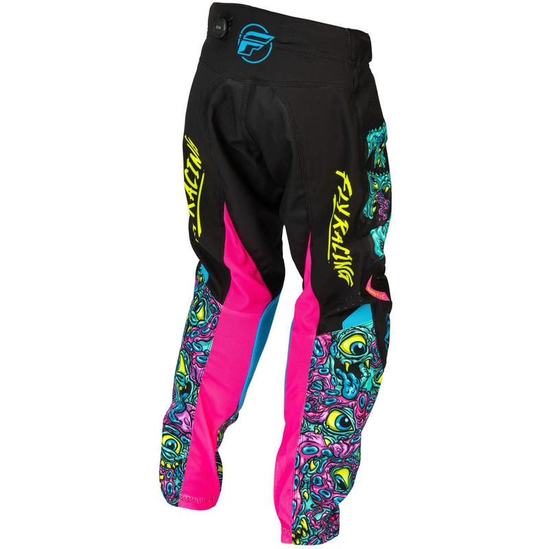 Pantaloni da motocross per bambini FLY Racing - USA Kinetic Mutant nero-multicolore
