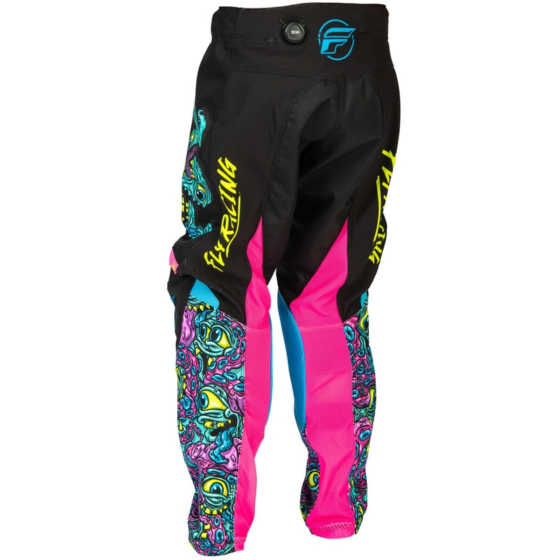 Pantaloni da motocross per bambini FLY Racing - USA Kinetic Mutant nero-multicolore