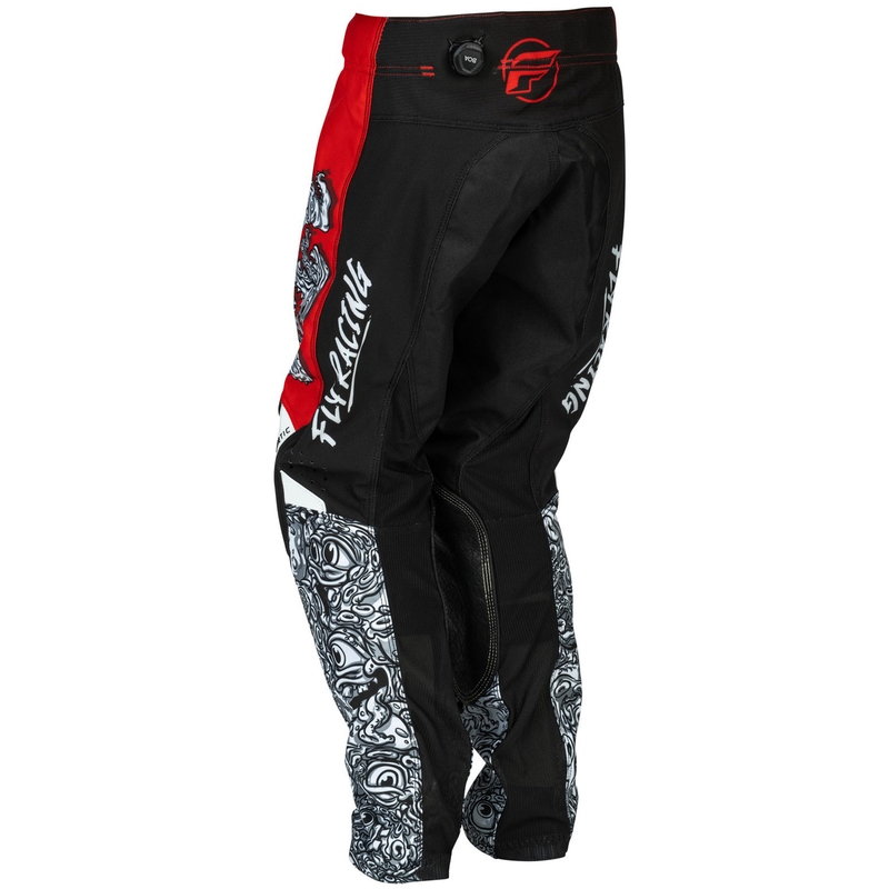 Pantaloni da motocross per bambini FLY Racing - USA Kinetic Mutant rosso-bianco-nero