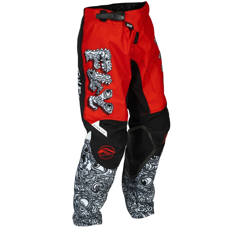 Pantaloni da motocross per bambini FLY Racing - USA Kinetic Mutant rosso-bianco-nero