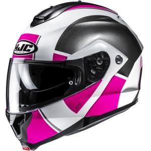 Casco da moto flip-up HJC C91N Jyn MC8 nero-bianco-rosa