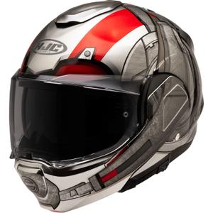 Casco da motocicletta apribile HJC F100 Ant-Man Marvel MC1 grigio-rosso