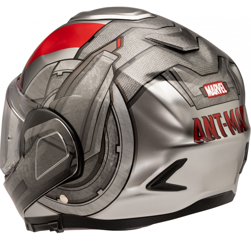 Casco da motocicletta apribile HJC F100 Ant-Man Marvel MC1 grigio-rosso