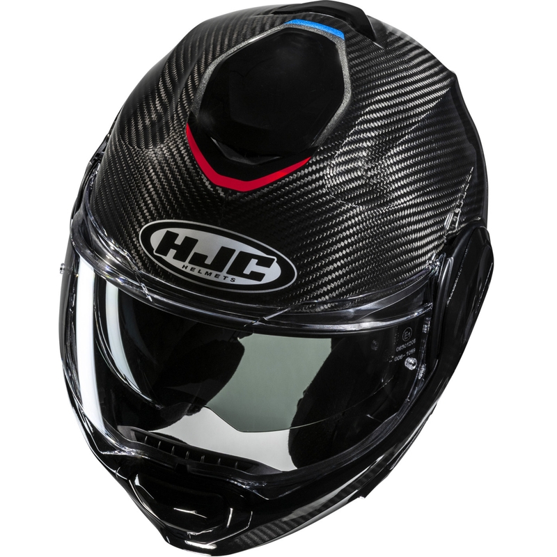 Casco da moto flip-up HJC F100 Carbon Stan MC21 nero-blu-rosso