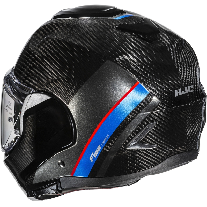 Casco da moto flip-up HJC F100 Carbon Stan MC21 nero-blu-rosso