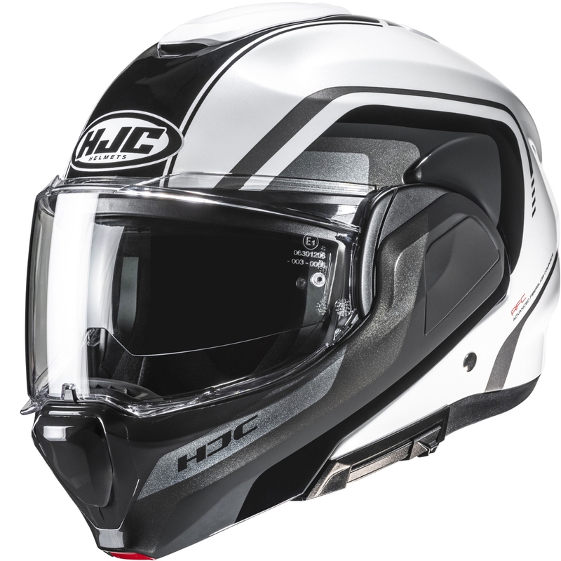 Casco da moto HJC F100 Reff MC1 flip-up nero-bianco