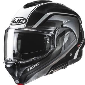 Casco da moto flip-up HJC F100 Reff MC21 nero-argento-bianco
