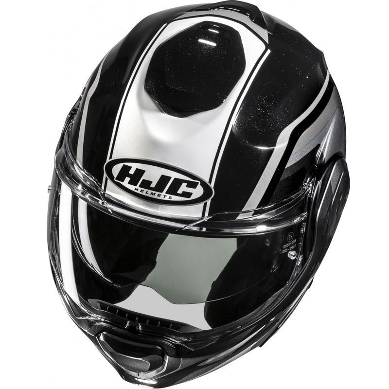 Casco da moto flip-up HJC F100 Reff MC21 nero-argento-bianco