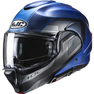 Casco da moto flip-up HJC F100 Reff MC2SF blu-grigio