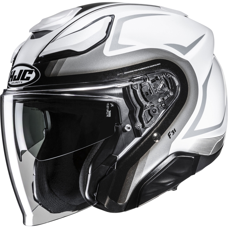 Casco da moto jet HJC F31 Bask MC10 bianco-argento