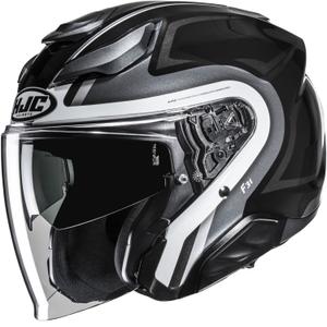 Casco da moto jet HJC F31 Bask MC5 nero-argento-bianco