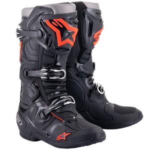 Stivali da moto Alpinestars Tech 10 nero-rosso-fluo-grigio