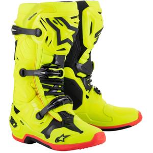 Stivali da moto Alpinestars Tech 10 giallo fluo-nero-rosso fluo