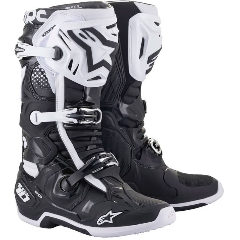 Stivali da moto Alpinestars Tech 10 bianchi e neri