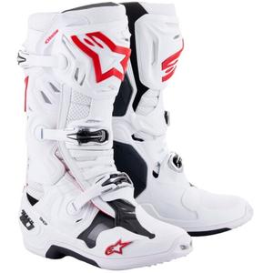 Stivali Moto Alpinestars Tech 10 Supervented Traforati Bianco-Rosso-Nero