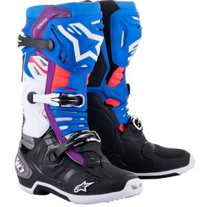 Alpinestars Tech 10 Supervented Stivali da moto perforati blu-viola-rosa-bianco-grigio-nero