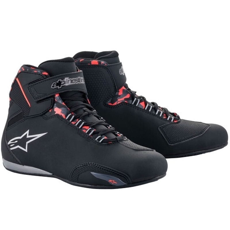 Stivali da moto Alpinestars Sektor Waterproof Nero-Rosso-Grigio-Camoscio