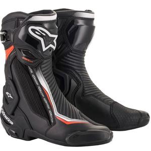 Stivali moto Alpinestars SMX Plus 2 nero-bianco-rosso fluo