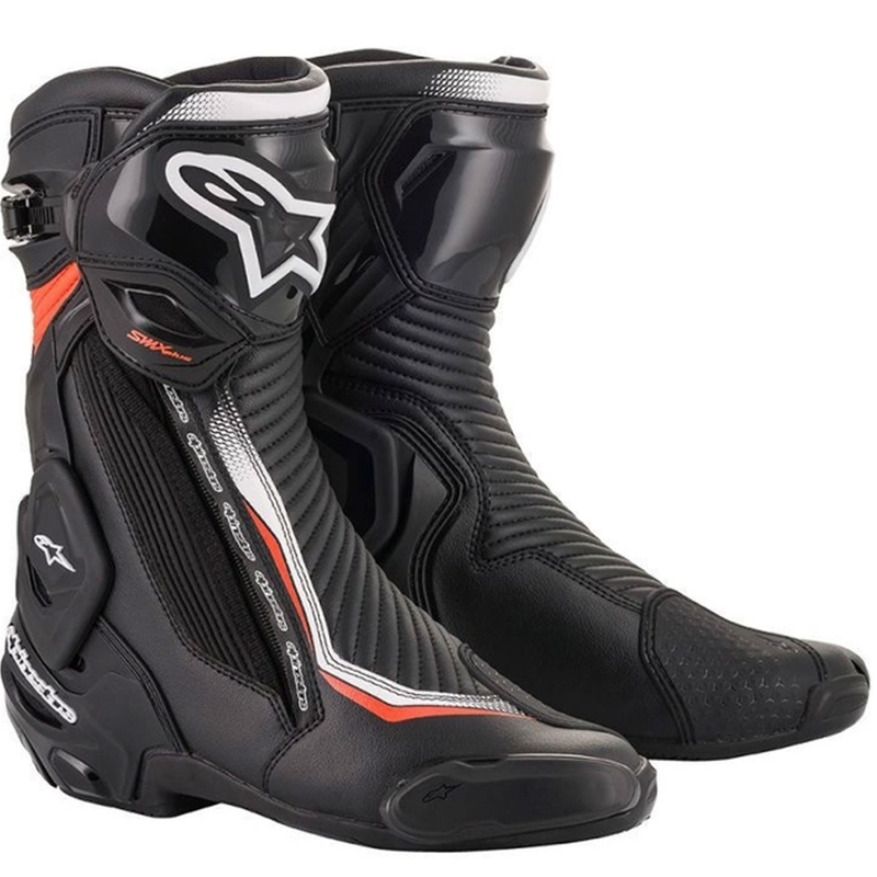 Stivali moto Alpinestars SMX Plus 2 nero-bianco-rosso fluo