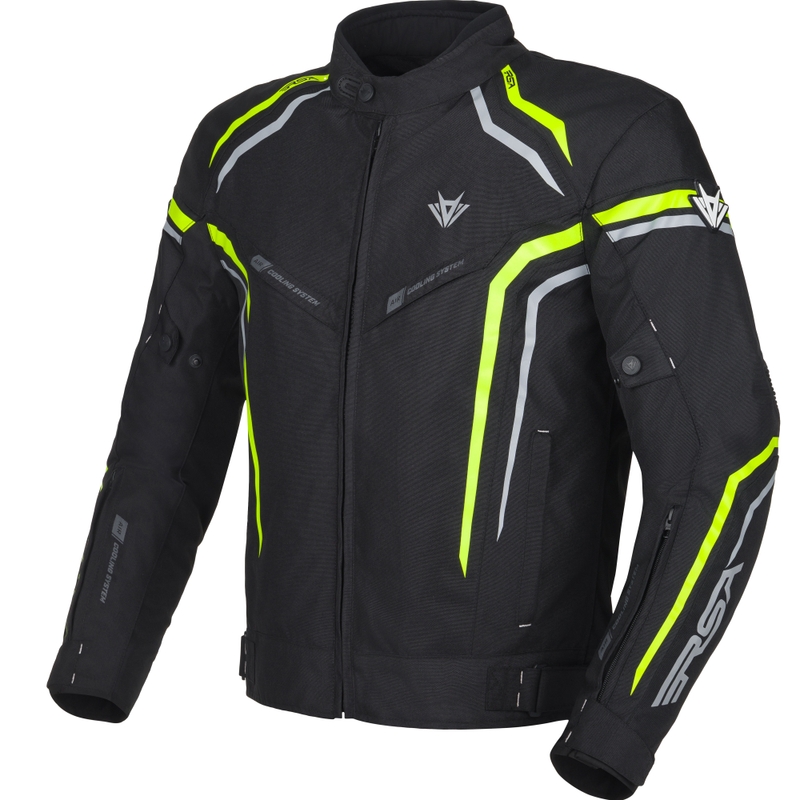 Giacca da moto RSA Compact 2 nero-grigio-giallo fluo