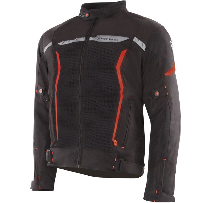 Giacca da moto Street Racer Flex Air nera-rossa