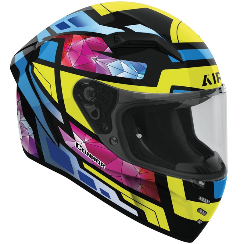 Casco integrale da moto Airoh CONNOR Stellar giallo-blu-rosa-nero lucido